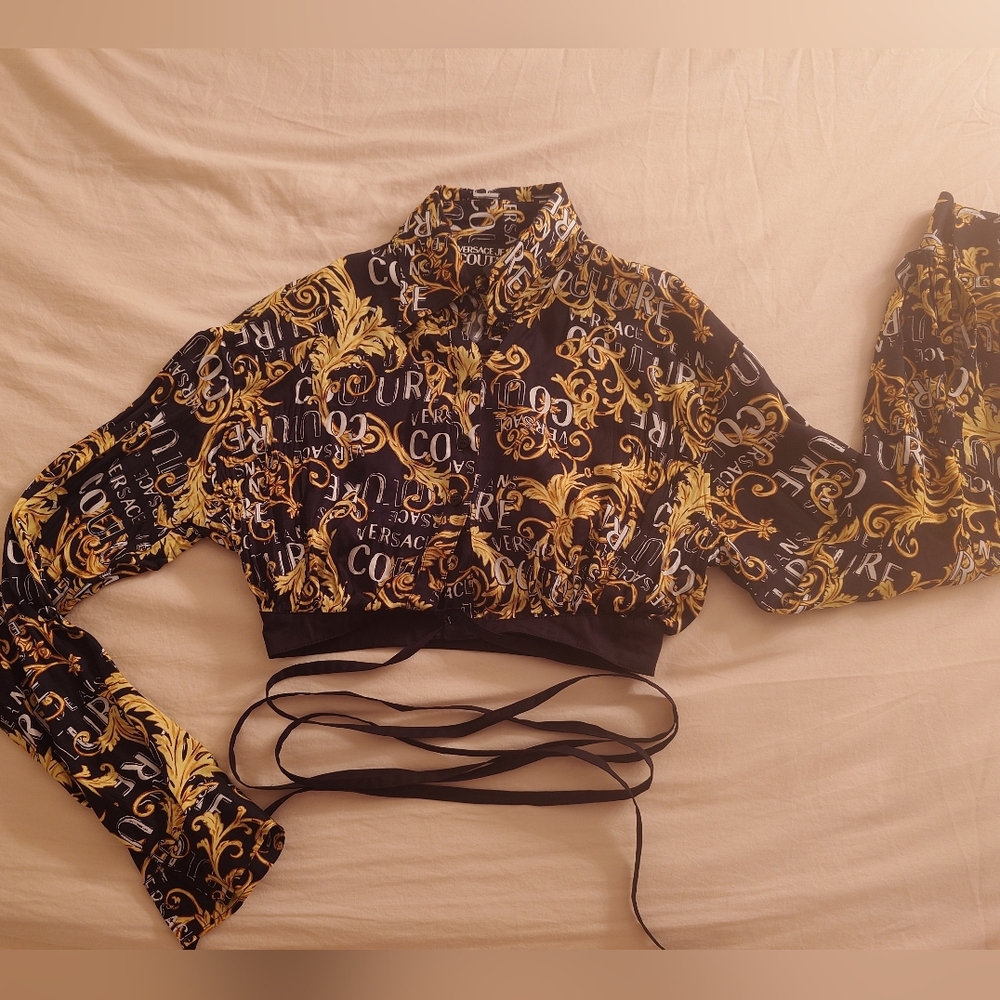 NWOT Logo Baroque VERSACE Cropped Shirt Jacket Bolero XS, S / 40 Barocco Print - Picture 2 of 13